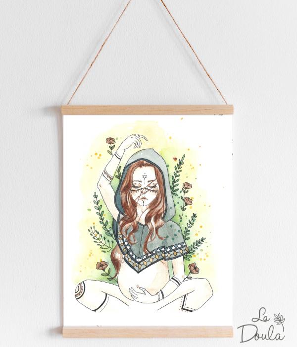 Affiche aquarelle WOLF MOTHER