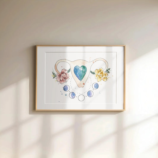 Watercolor print UTERUS IN BLOOM